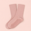 Chaussettes Pilates montantes Lihyl rose poudré, côtelées, semelle à picots