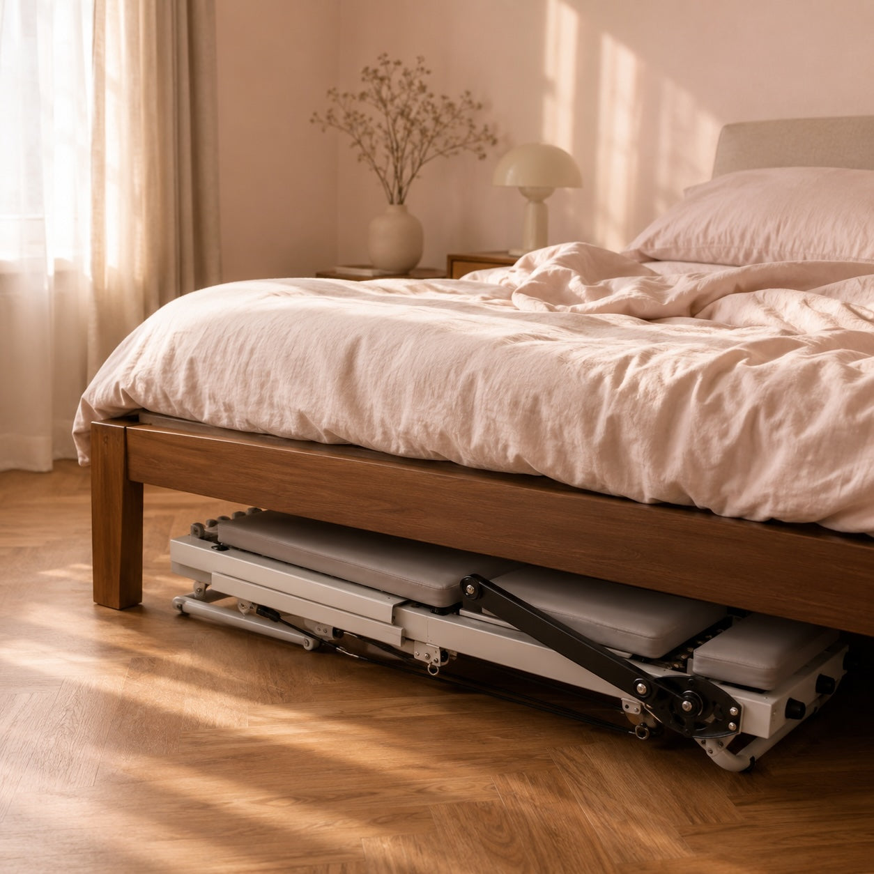 Reformer pilates Lihyl plié et rangé sous un lit Image