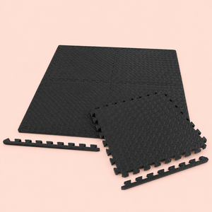 Tapis de sol modulaire Lihyl — 24 dalles en mousse EVA noire emboîtables